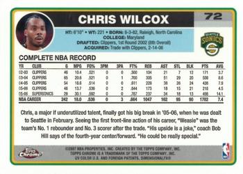 2006-07 Topps Chrome #72 Chris Wilcox Back