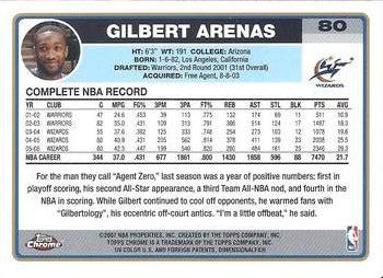 2006-07 Topps Chrome #80 Gilbert Arenas Back
