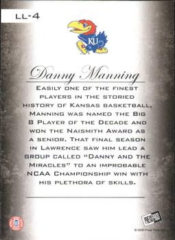 2008-09 Press Pass Legends - Legendary Legacy #LL-4 Danny Manning Back