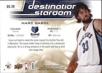 2008-09 SP Authentic - Destination Stardom #DS-29 Marc Gasol Back