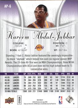 2008-09 SP Authentic - Profiles #AP-6 Kareem Abdul-Jabbar Back