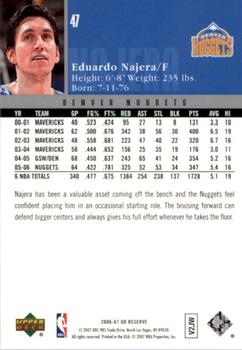 2006-07 UD Reserve #47 Eduardo Najera Back