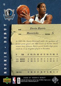 2006-07 Upper Deck Rookie Debut #16 Devin Harris Back