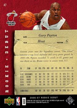2006-07 Upper Deck Rookie Debut #47 Gary Payton Back