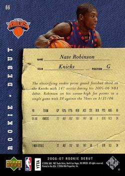 2006-07 Upper Deck Rookie Debut #66 Nate Robinson Back