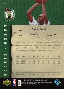2006-07 Upper Deck Rookie Debut #117 Rajon Rondo Back