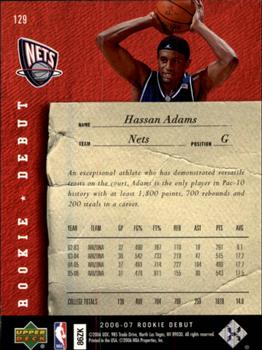 2006-07 Upper Deck Rookie Debut #129 Hassan Adams Back