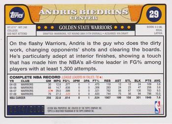 2008-09 Topps - Gold Border #29 Andris Biedrins Back