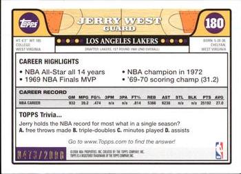 2008-09 Topps - Gold Border #180 Jerry West Back