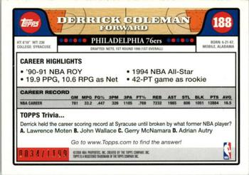 2008-09 Topps - Orange #188 Derrick Coleman Back
