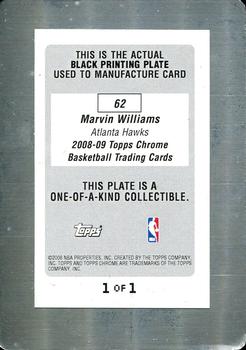 2008-09 Topps Chrome - Printing Plates Black #62 Marvin Williams Back