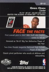 2008-09 Topps Co-Signers - Changing Faces #CF-12 Greg Oden Back