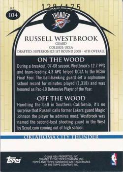 2008-09 Topps Hardwood - Maple #104 Russell Westbrook Back