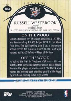 2008-09 Topps Hardwood - Maple #104b Russell Westbrook Back