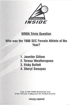 1997 Pinnacle Inside WNBA - Trivia Cards #NNO Jennifer Gillom Front