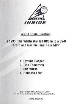 1997 Pinnacle Inside WNBA - Trivia Cards #NNO Rebecca Lobo Front