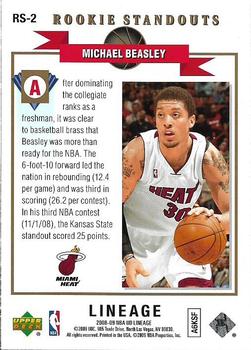 2008-09 Upper Deck Lineage - Rookie Standouts #RS-2 Michael Beasley Back