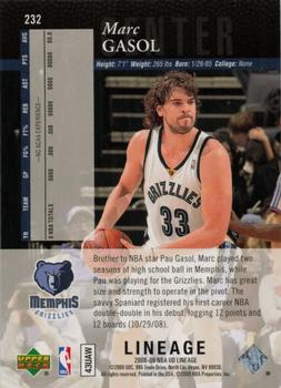 2008-09 Upper Deck Lineage - Special Edition #232 Marc Gasol Back