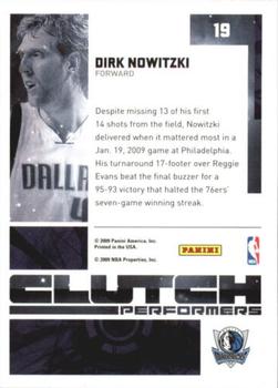 2009-10 Donruss Elite - Clutch Performers Green #19 Dirk Nowitzki Back