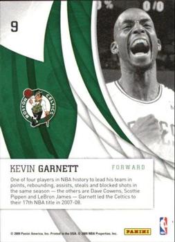 2009-10 Donruss Elite - In the Zone Green #9 Kevin Garnett Back