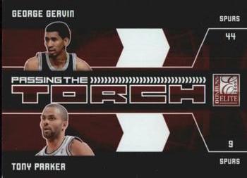 2009-10 Donruss Elite - Passing the Torch Red #13 George Gervin / Tony Parker Front