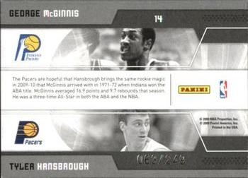 2009-10 Donruss Elite - Passing the Torch Red #14 George McGinnis / Tyler Hansbrough Back