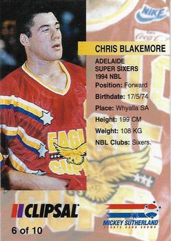 1994 Adelaide Super Sixers #6 Chris Blakemore Back