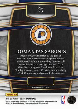 2021-22 Panini Select #73 Domantas Sabonis Back