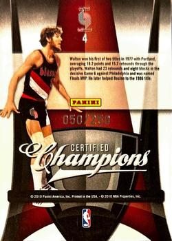 2009-10 Panini Certified - Champions Red #4 Bill Walton Back