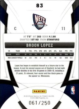 2009-10 Panini Certified - Mirror Red #83 Brook Lopez Back