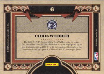 2009-10 Panini Crown Royale - Living Legends #6 Chris Webber Back