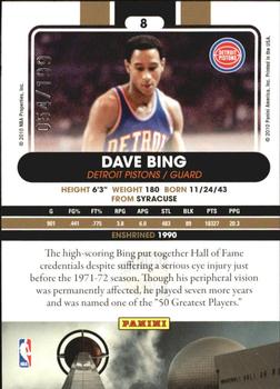 2010 Panini Hall of Fame - Black Border #8 Dave Bing Back