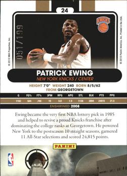 2010 Panini Hall of Fame - Black Border #24 Patrick Ewing Back