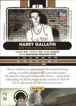 2010 Panini Hall of Fame - Black Border #27 Harry Gallatin Back