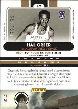 2010 Panini Hall of Fame - Black Border #32 Hal Greer Back