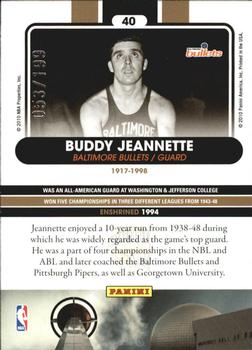 2010 Panini Hall of Fame - Black Border #40 Buddy Jeannette Back