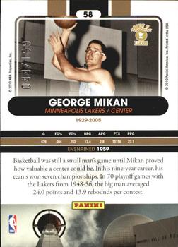 2010 Panini Hall of Fame - Black Border #58 George Mikan Back