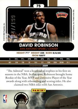 2010 Panini Hall of Fame - Black Border #75 David Robinson Back