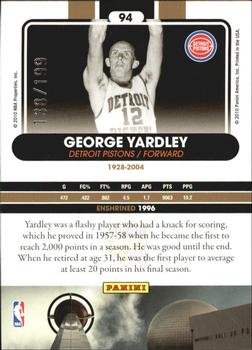 2010 Panini Hall of Fame - Black Border #94 George Yardley Back