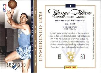 2010 Panini Hall of Fame - High Class #1 George Mikan Back
