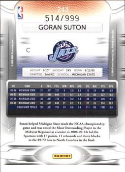 2009-10 Panini Prestige - Draft Picks Light Blue #243 Goran Suton Back