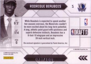 2009-10 Panini Prestige - NBA Draft Class Autographs Logos College #5 Rodrigue Beaubois Back