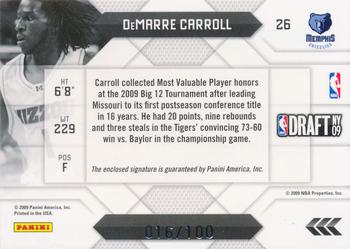 2009-10 Panini Prestige - NBA Draft Class Autographs Logos College #26 DeMarre Carroll Back