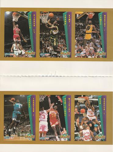 1992-93 Fleer Slam Dunk - Panels #NNO Ron Harper / Larry Johnson / Shawn Kemp / Scottie Pippen / Dominique Wilkins / James Worthy Front
