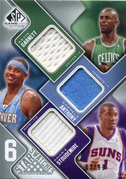 2009-10 SP Game Used - Six Star Swatches #NNO Kevin Garnett / Carmelo Anthony / Amare Stoudemire / Karl Malone / David Robinson / Clyde Drexler Front