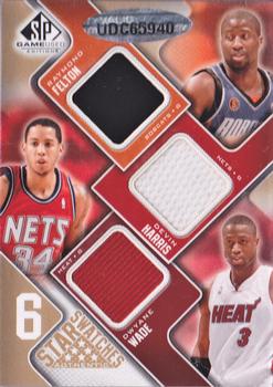2009-10 SP Game Used - Six Star Swatches 65 #NNO Kevin Love / Jeff Green / Shelden Williams / Raymond Felton / Devin Harris / Dwyane Wade Back