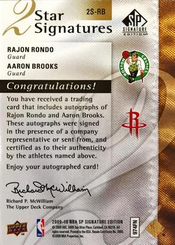 2009-10 SP Signature Edition - 2 Star Signatures #2S-RB Rajon Rondo / Aaron Brooks Back