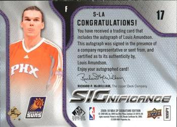 2009-10 SP Signature Edition - SIGnificance #S-LA Louis Amundson Back