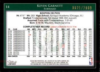 2009-10 Topps - Gold #14 Kevin Garnett Back