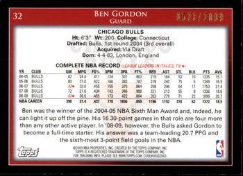 2009-10 Topps - Gold #32 Ben Gordon Back